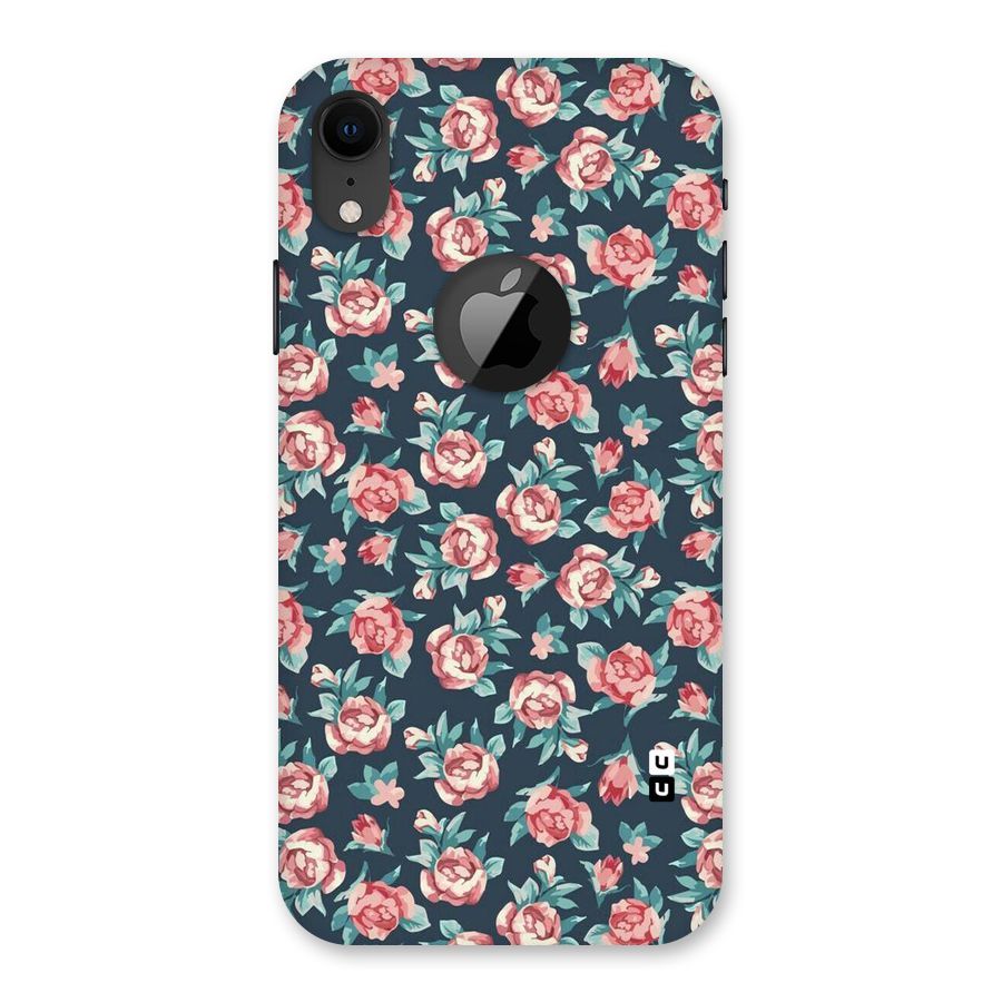 Floral Navy Bloom Back Case for iPhone XR Logo Cut