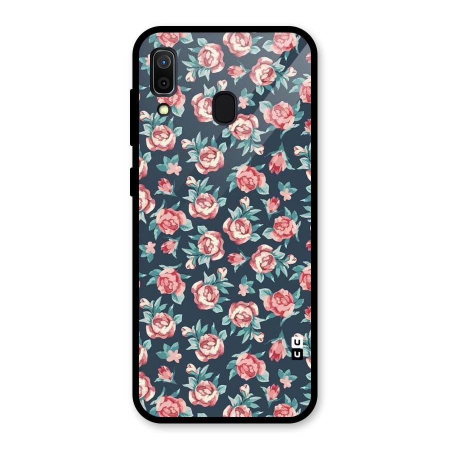 Floral Navy Bloom Glass Back Case for Galaxy A30