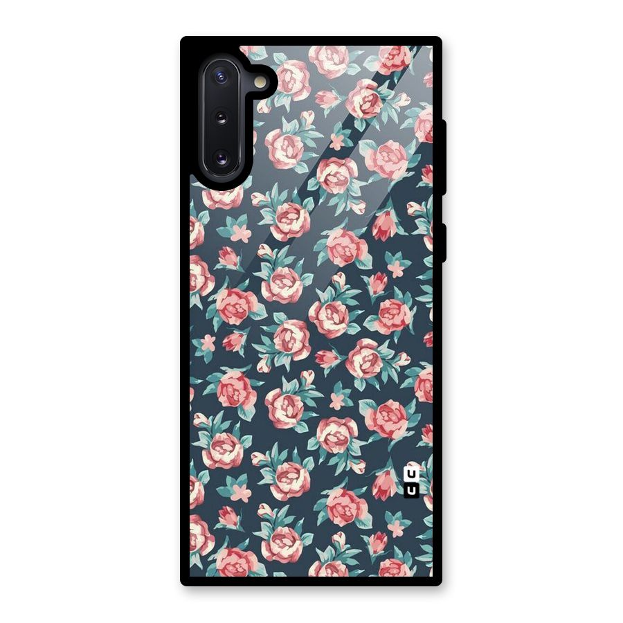 Floral Navy Bloom Glass Back Case for Galaxy Note 10