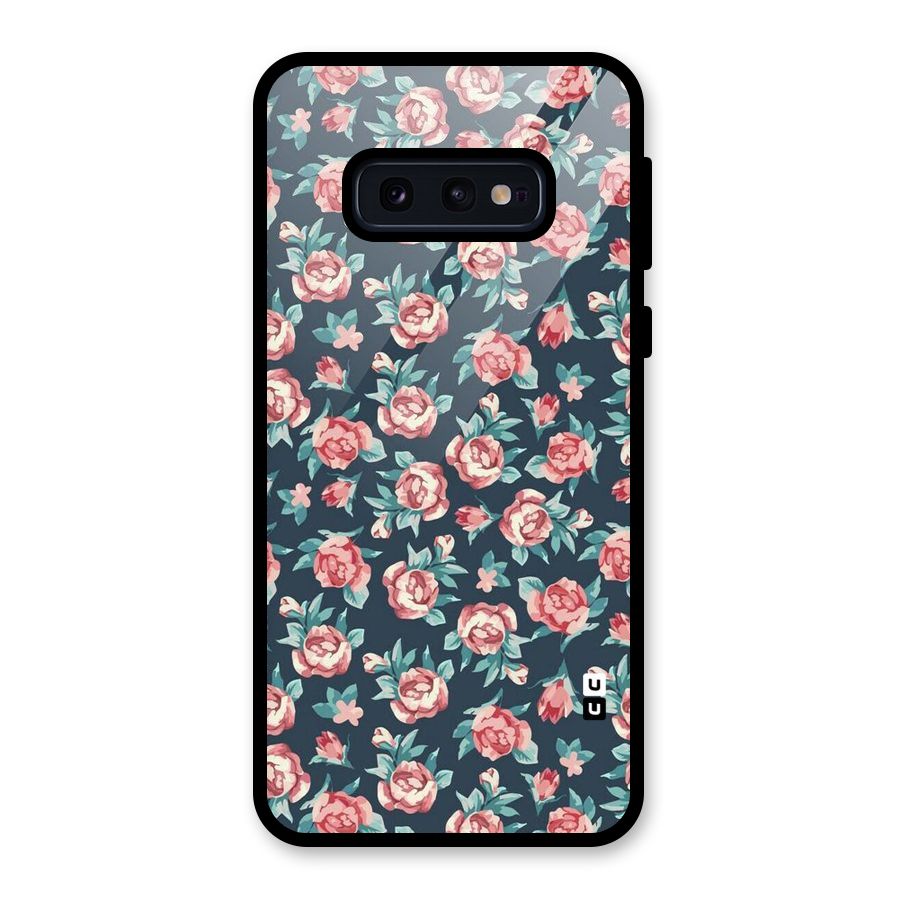 Floral Navy Bloom Glass Back Case for Galaxy S10e