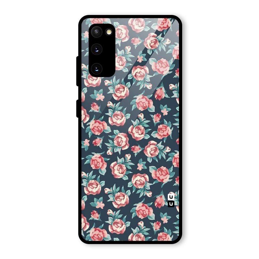 Floral Navy Bloom Glass Back Case for Galaxy S20 FE 5G