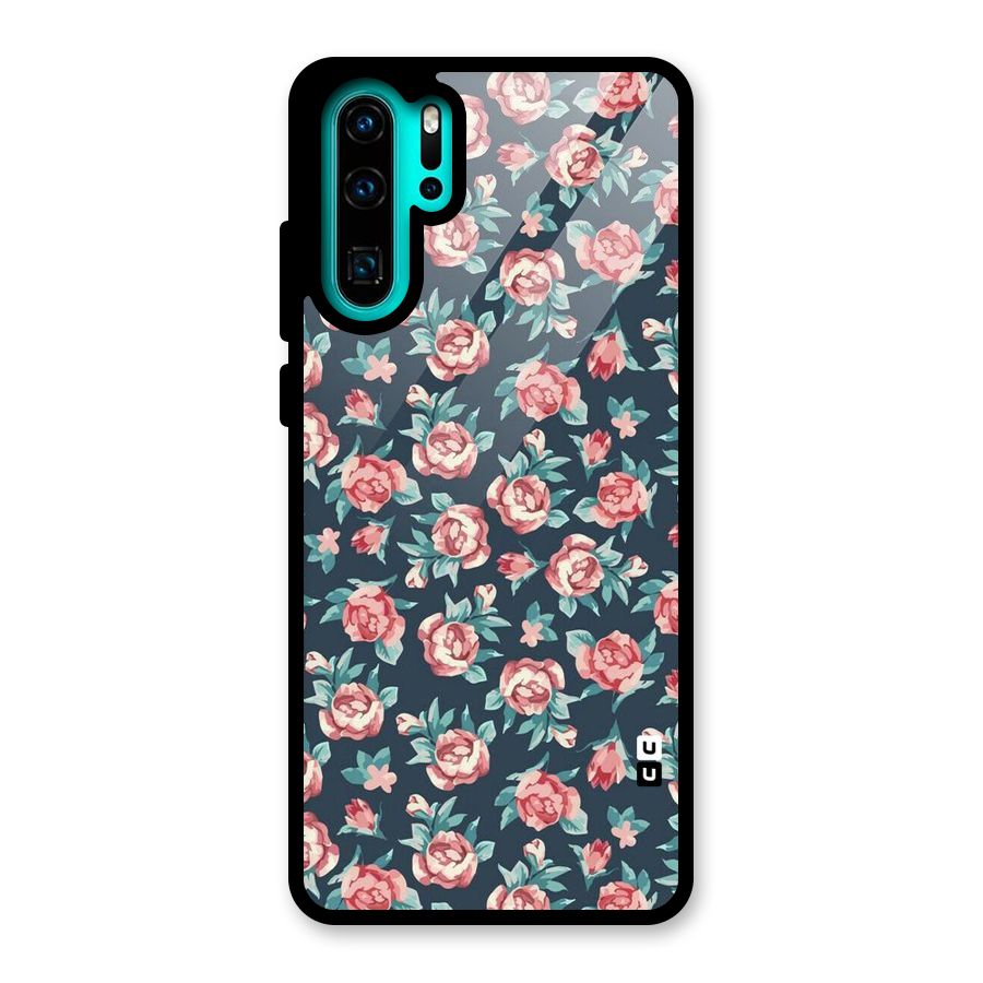 Floral Navy Bloom Glass Back Case for Huawei P30 Pro
