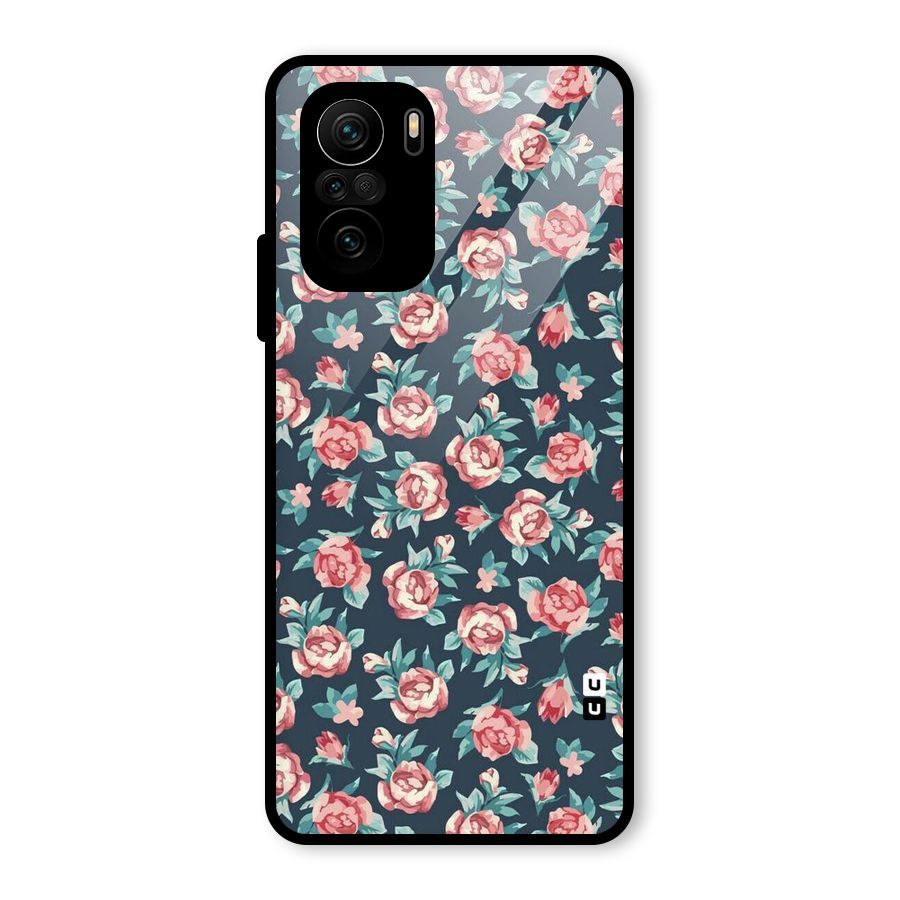 Floral Navy Bloom Glass Back Case for Mi 11x