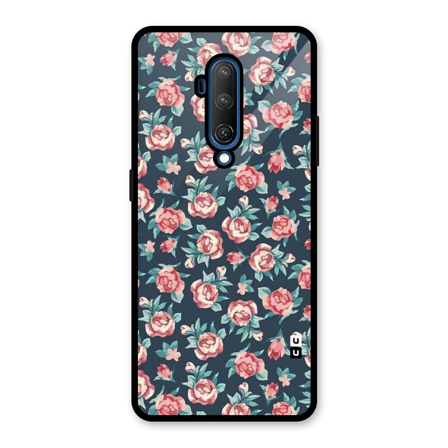 Floral Navy Bloom Glass Back Case for OnePlus 7T Pro