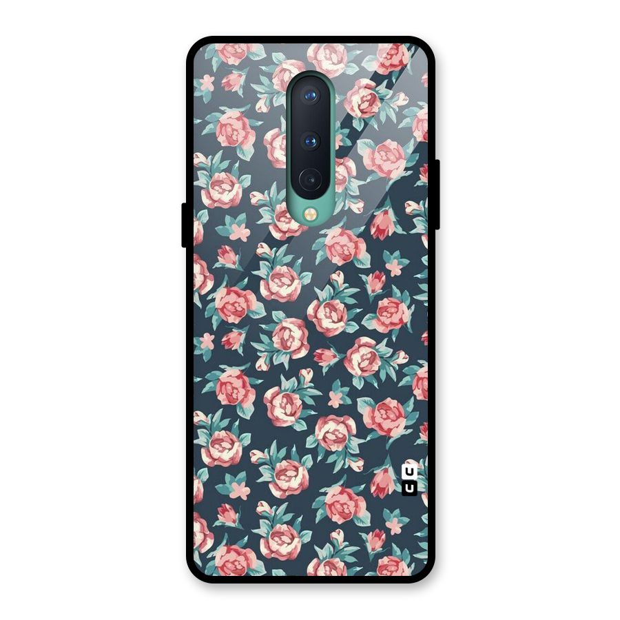 Floral Navy Bloom Glass Back Case for OnePlus 8