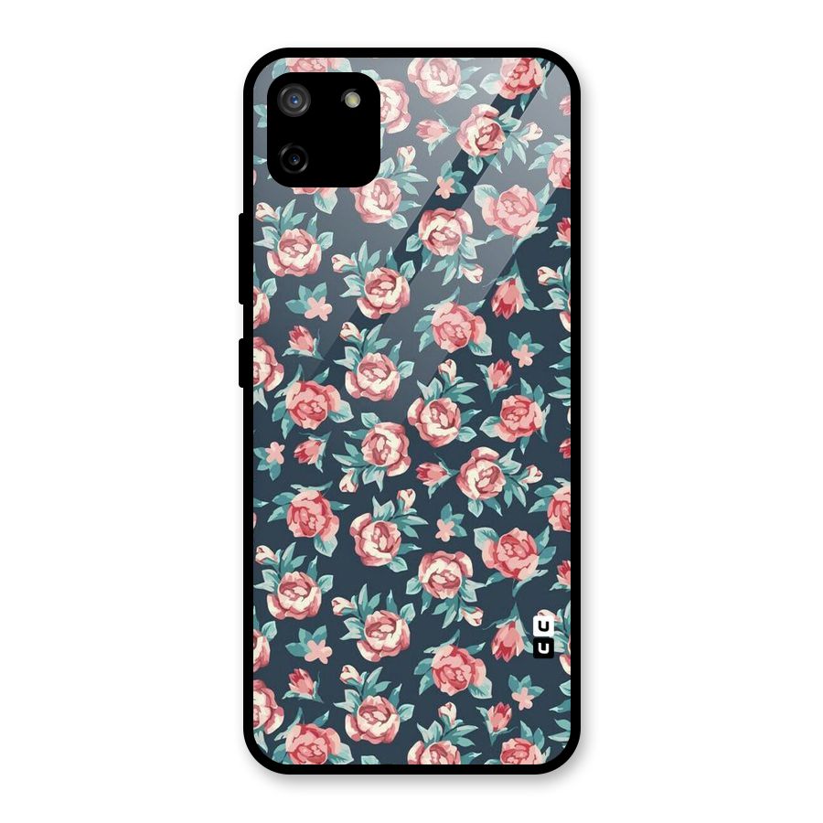 Floral Navy Bloom Glass Back Case for Realme C11