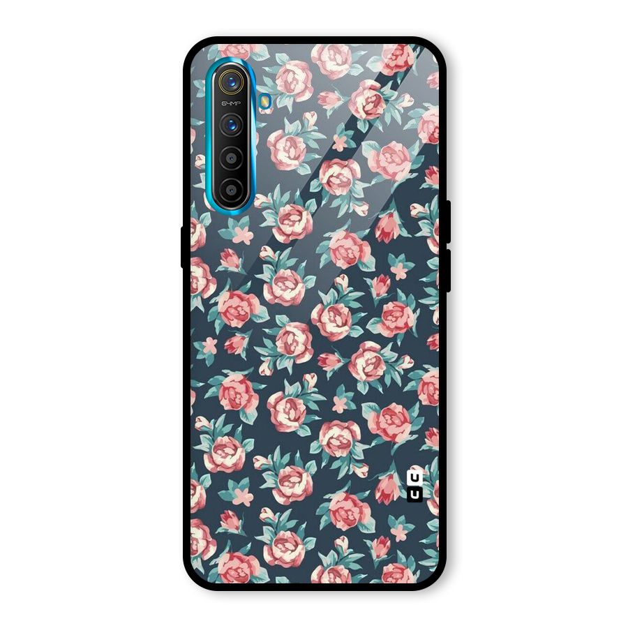 Floral Navy Bloom Glass Back Case for Realme XT