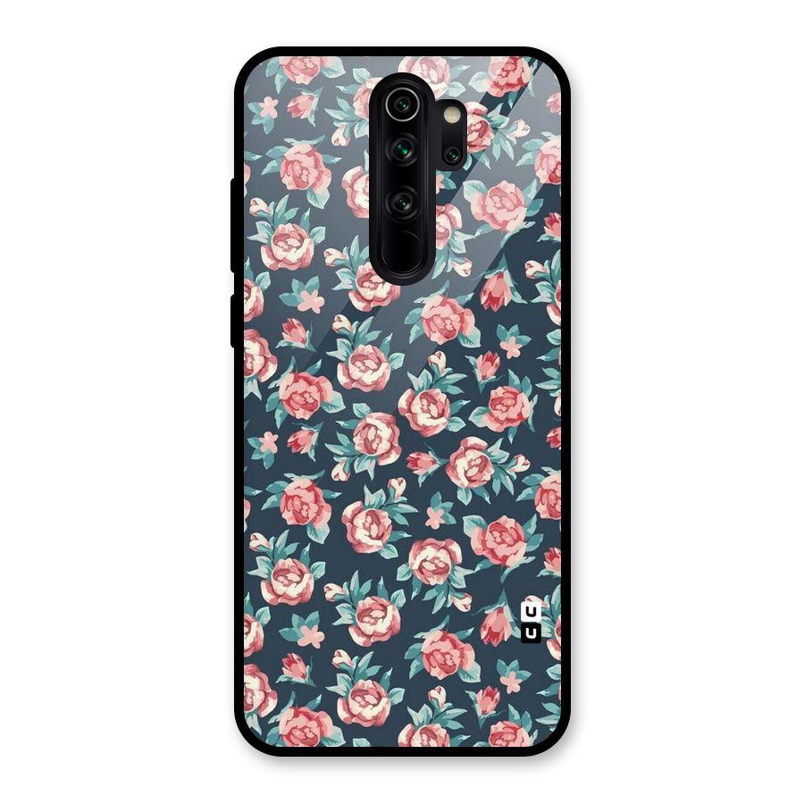 Floral Navy Bloom Glass Back Case for Redmi Note 8 Pro