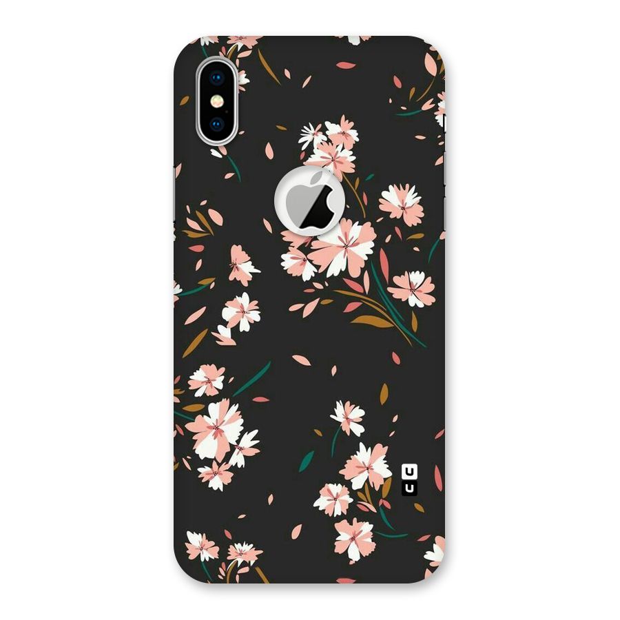 Floral Petals Peach Back Case for iPhone X Logo Cut