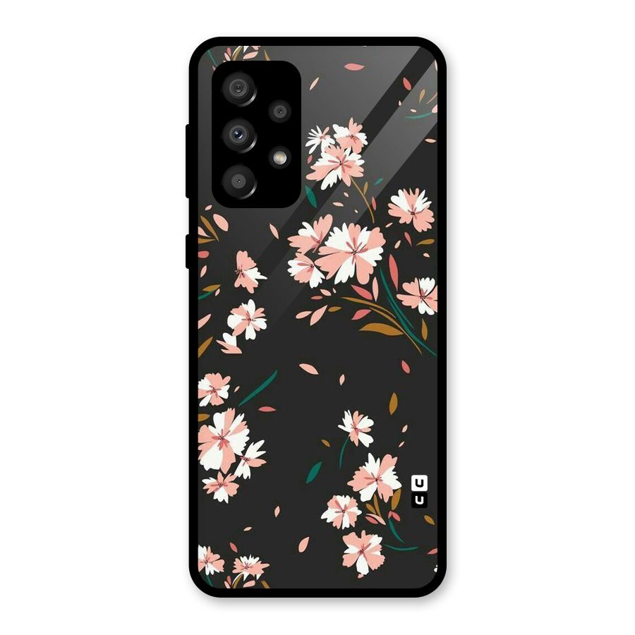 Floral Petals Peach Glass Back Case for Galaxy A32