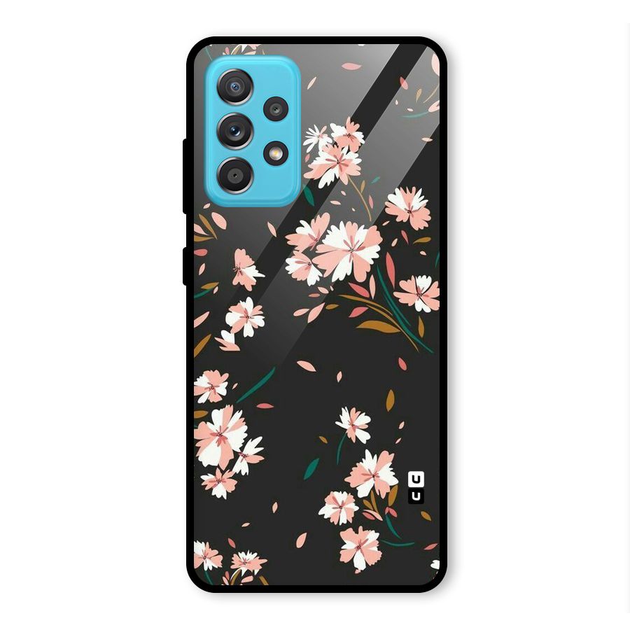 Floral Petals Peach Glass Back Case for Galaxy A52