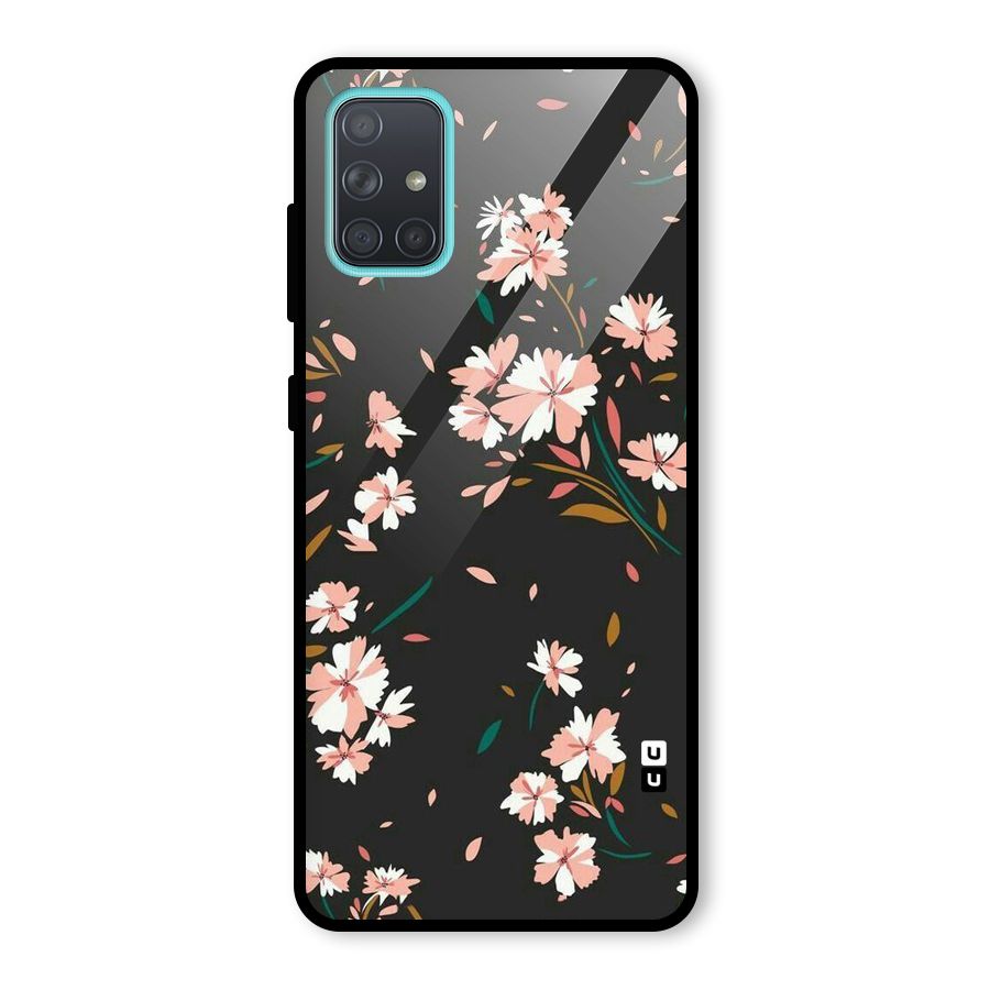 Floral Petals Peach Glass Back Case for Galaxy A71