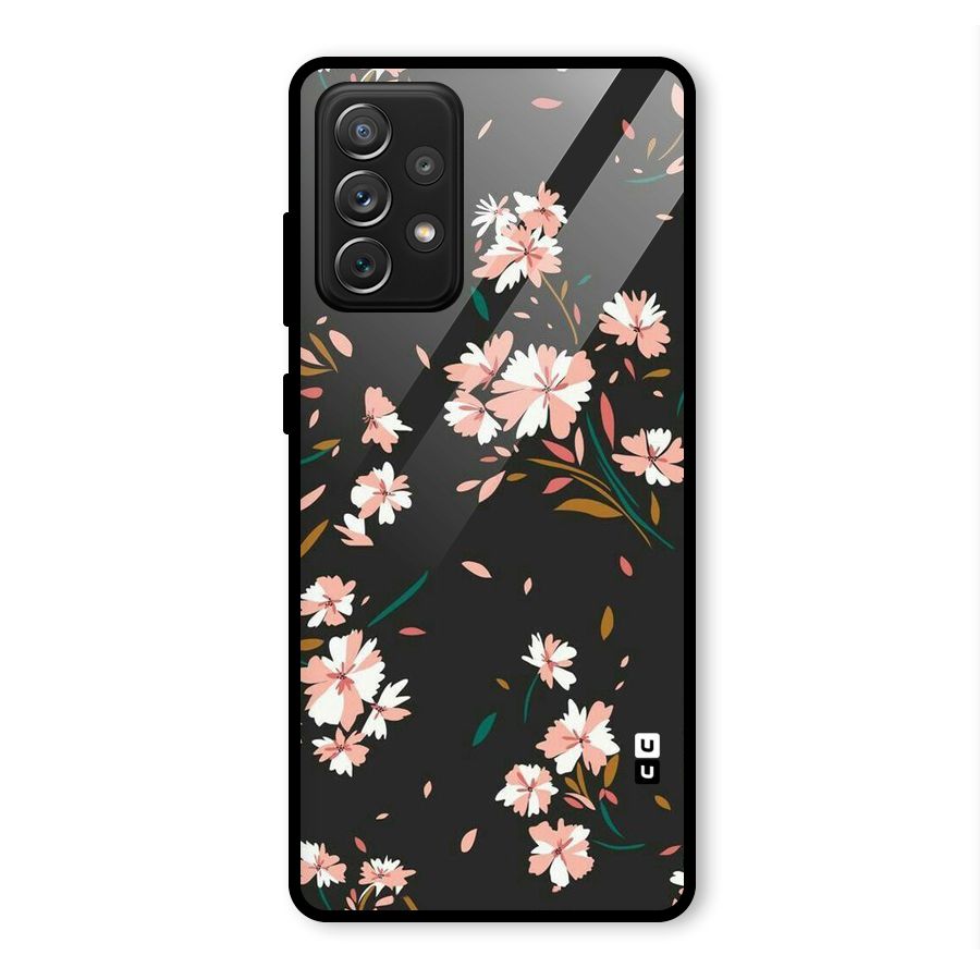 Floral Petals Peach Glass Back Case for Galaxy A72