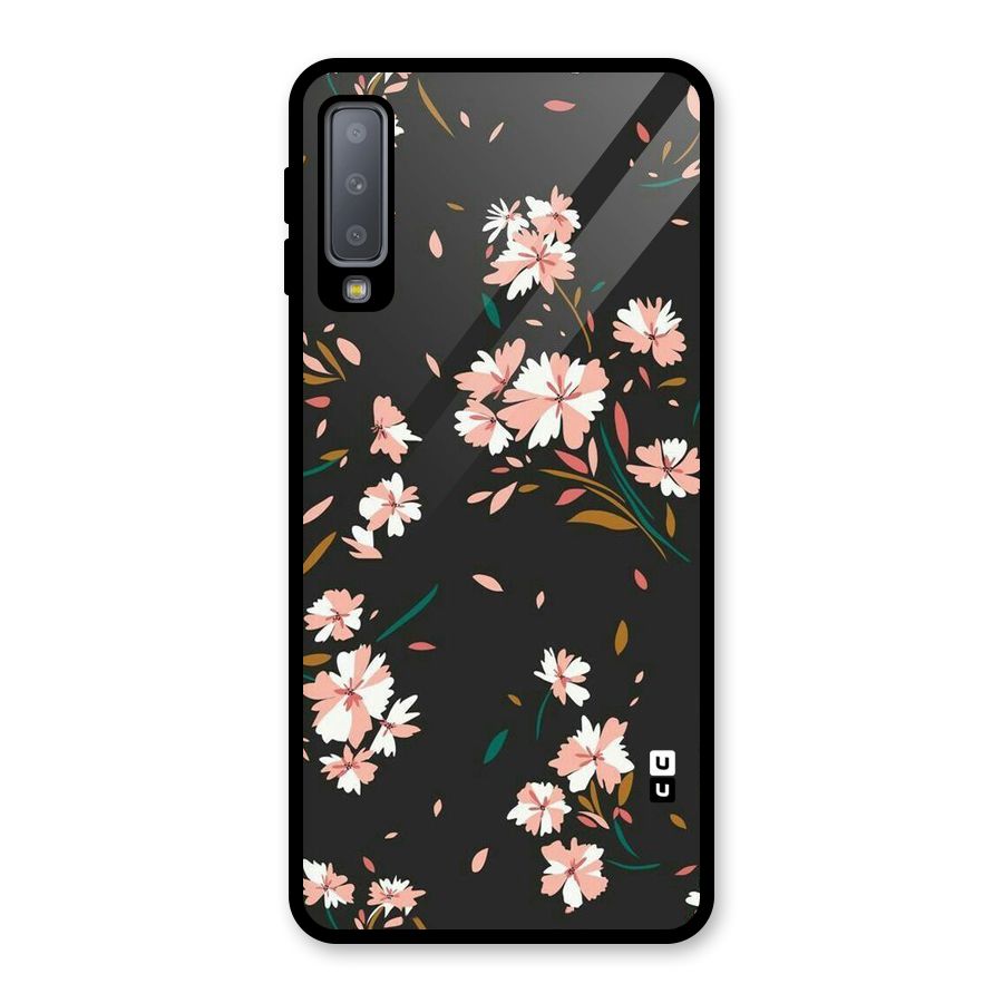 Floral Petals Peach Glass Back Case for Galaxy A7 (2018)