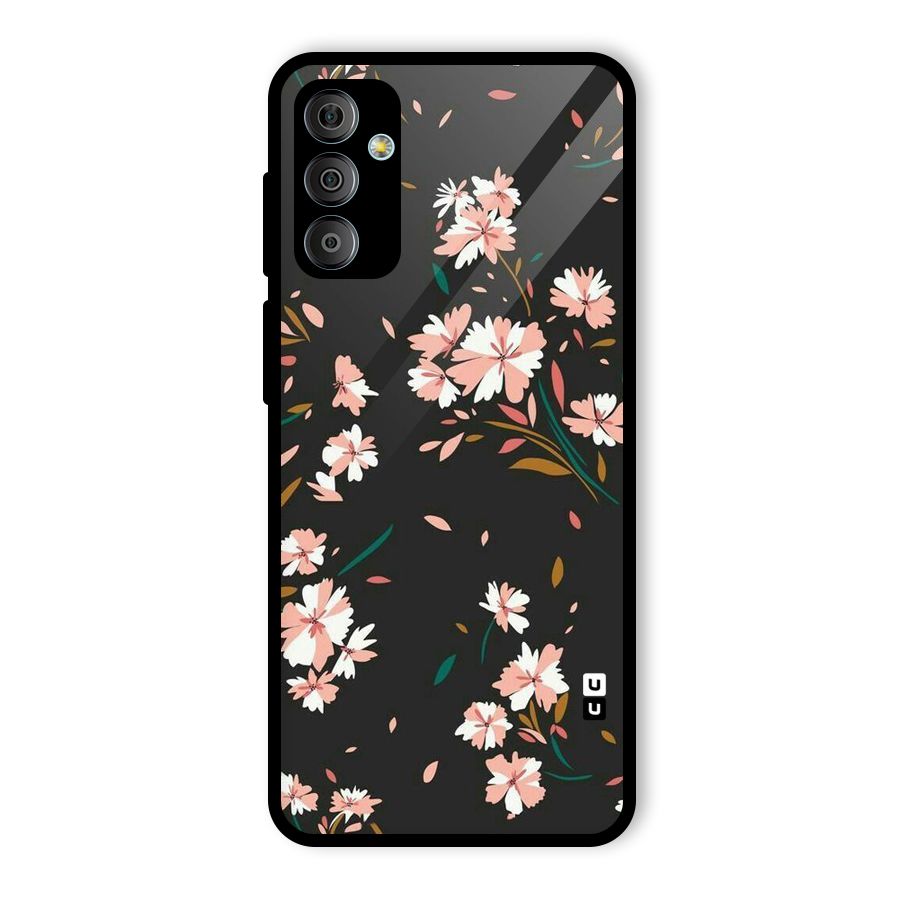 Floral Petals Peach Glass Back Case for Galaxy F23