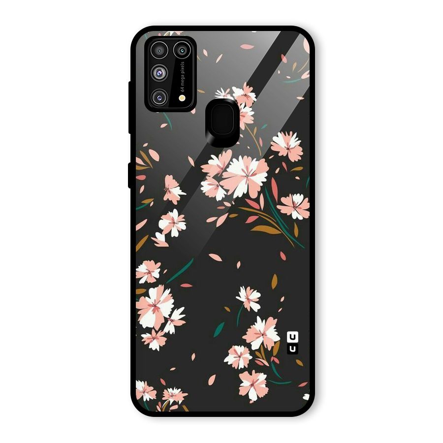 Floral Petals Peach Glass Back Case for Galaxy F41