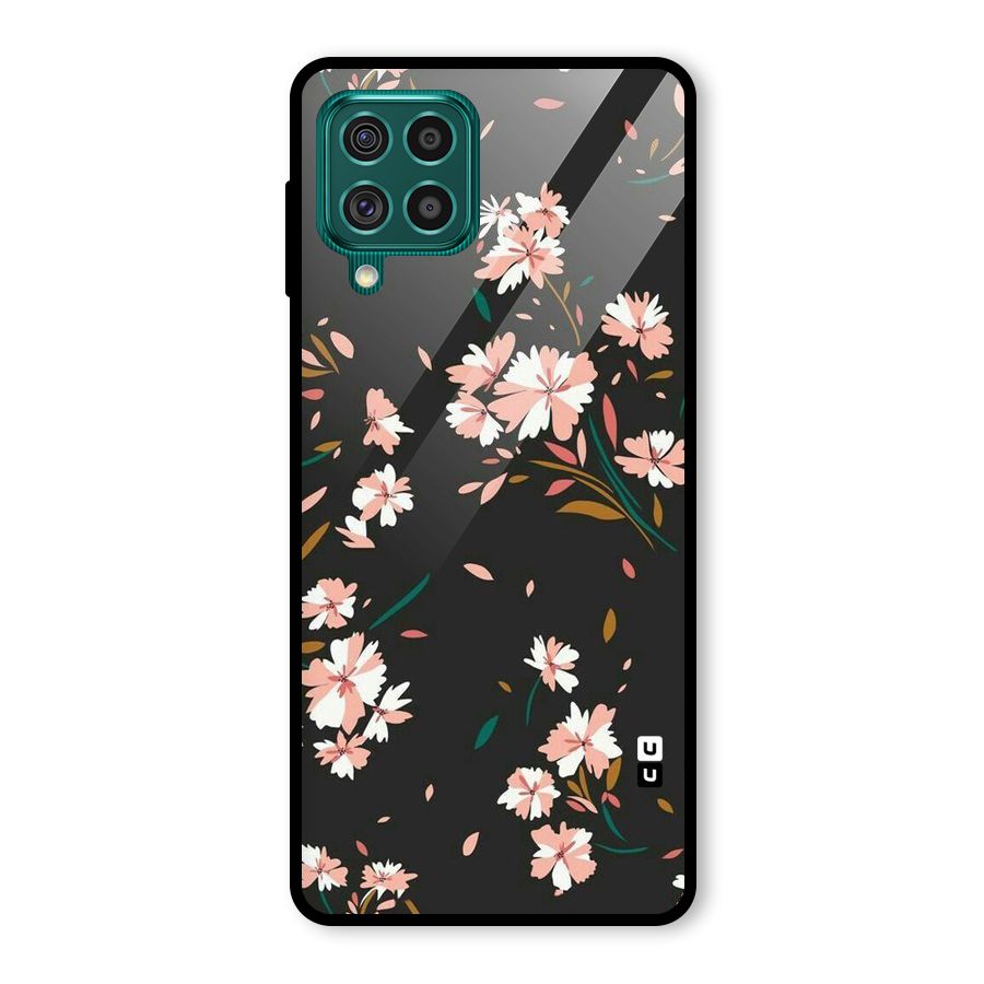 Floral Petals Peach Glass Back Case for Galaxy F62