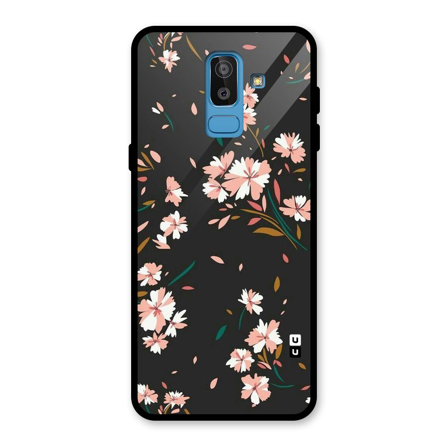Floral Petals Peach Glass Back Case for Galaxy J8