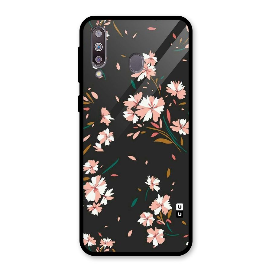 Floral Petals Peach Glass Back Case for Galaxy M30