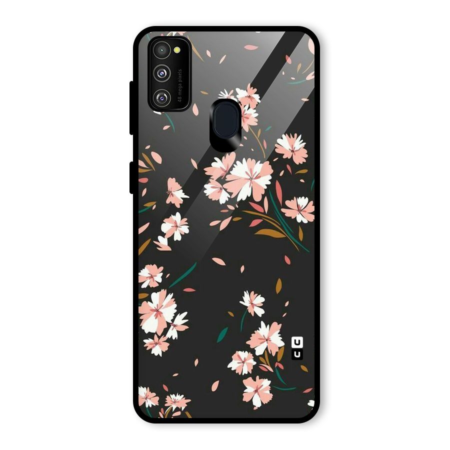 Floral Petals Peach Glass Back Case for Galaxy M30s