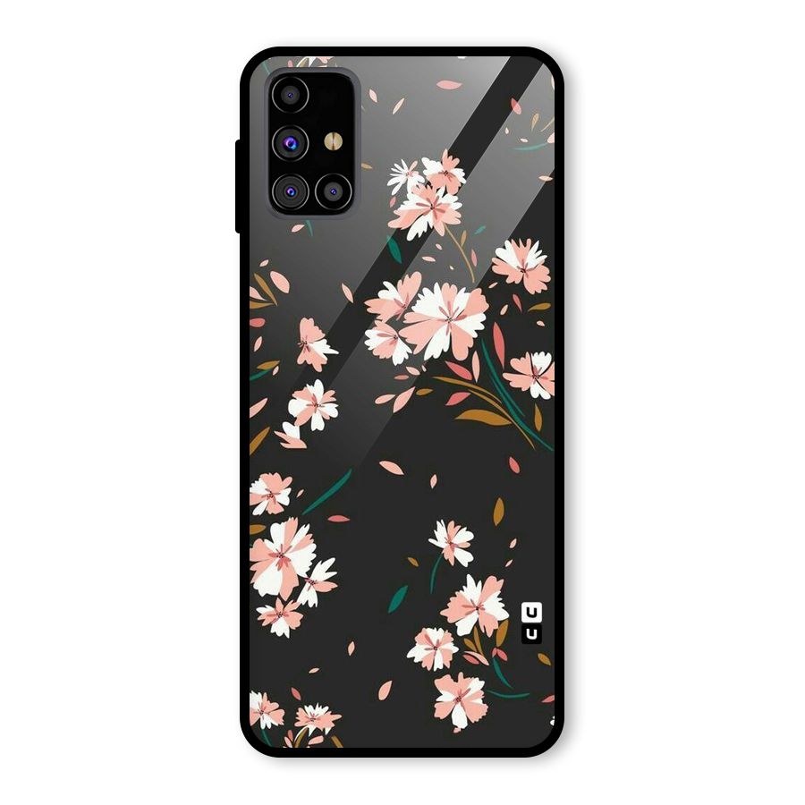 Floral Petals Peach Glass Back Case for Galaxy M31s