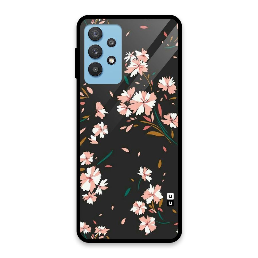 Floral Petals Peach Glass Back Case for Galaxy M32 5G