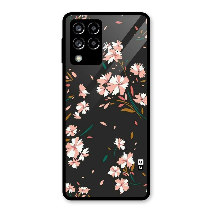 Floral Petals Peach Glass Back Case for Galaxy M53 5G