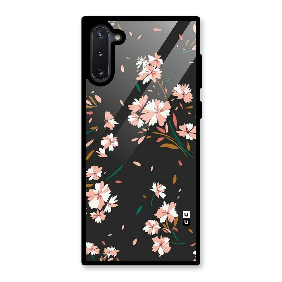 Floral Petals Peach Glass Back Case for Galaxy Note 10