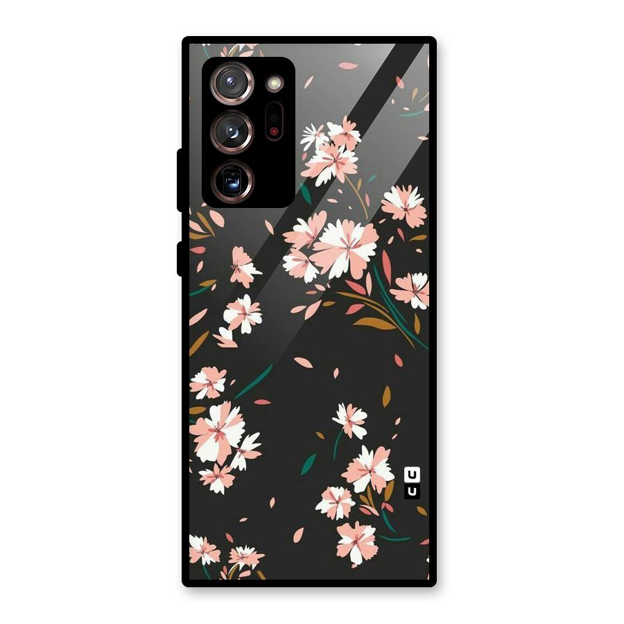 Floral Petals Peach Glass Back Case for Galaxy Note 20 Ultra