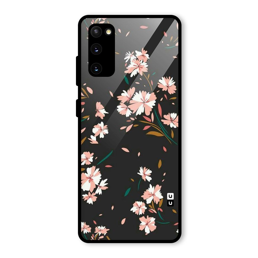 Floral Petals Peach Glass Back Case for Galaxy S20 FE 5G