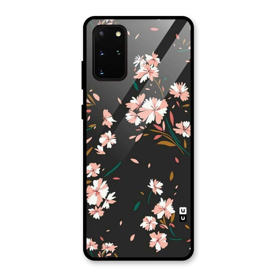 Floral Petals Peach Glass Back Case for Galaxy S20 Plus