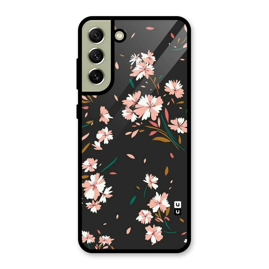 Floral Petals Peach Glass Back Case for Galaxy S21 FE 5G
