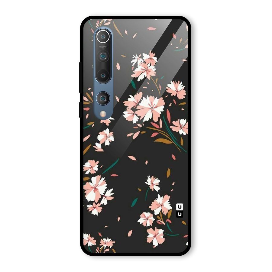 Floral Petals Peach Glass Back Case for Mi 10