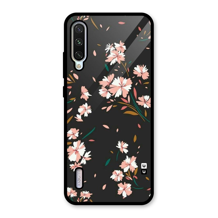 Floral Petals Peach Glass Back Case for Mi A3