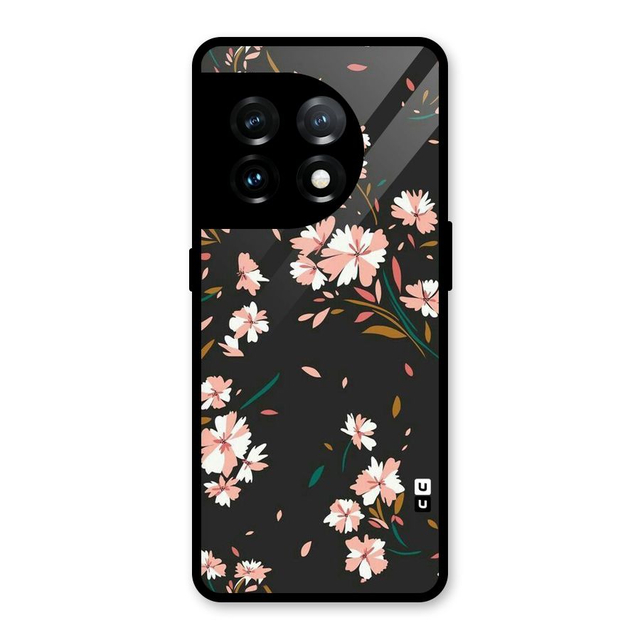 Floral Petals Peach Glass Back Case for OnePlus 11
