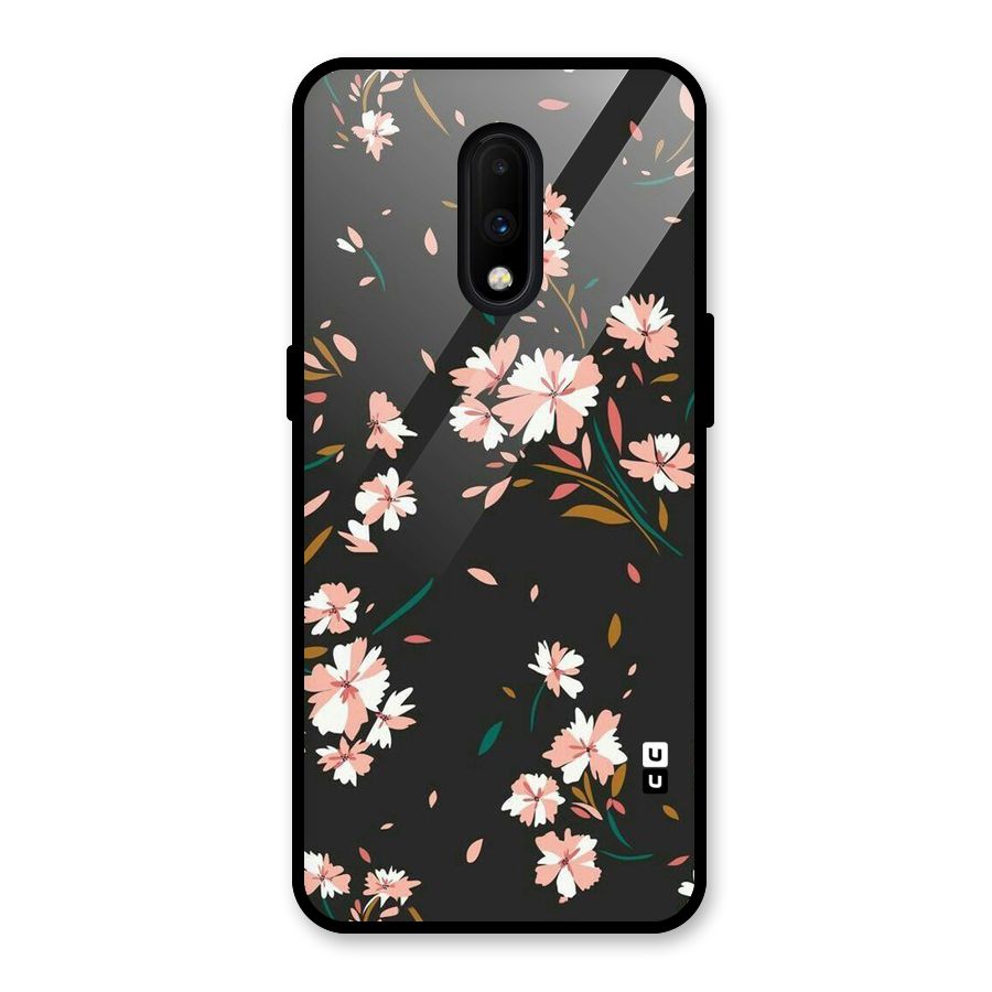 Floral Petals Peach Glass Back Case for OnePlus 7