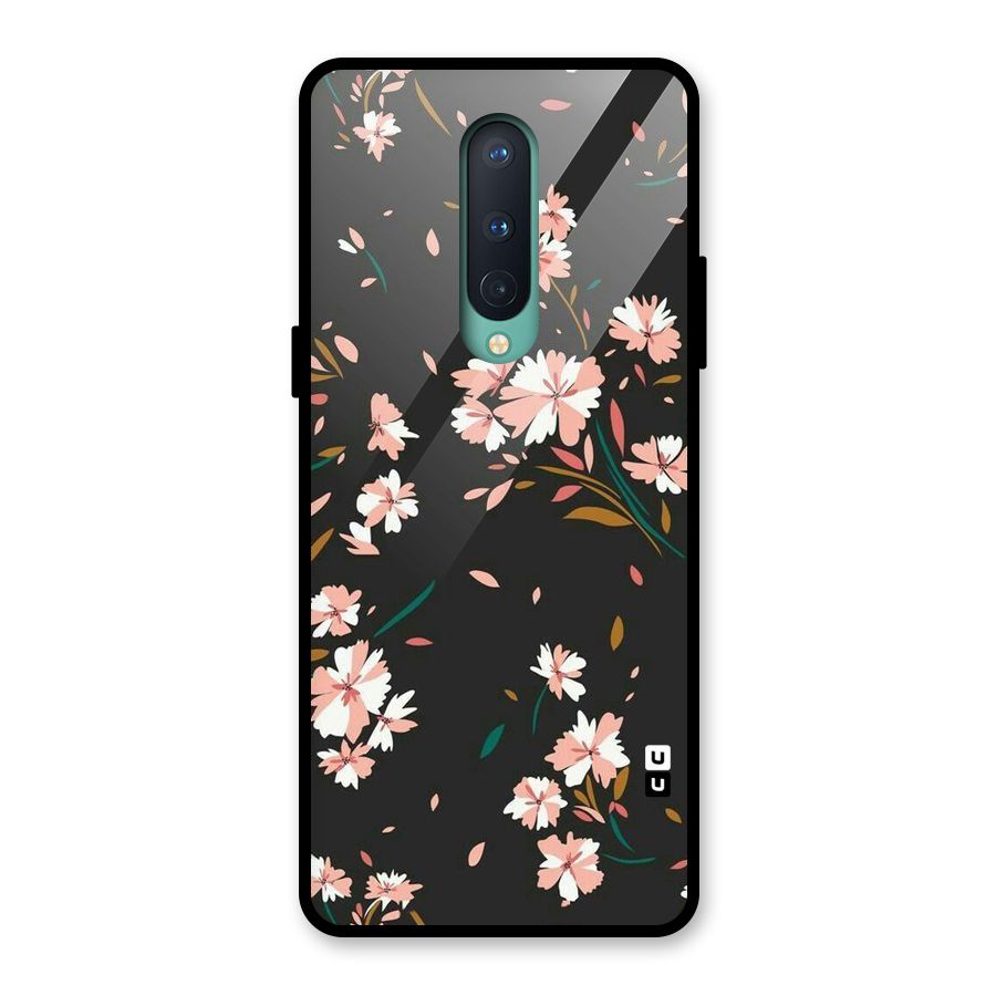 Floral Petals Peach Glass Back Case for OnePlus 8