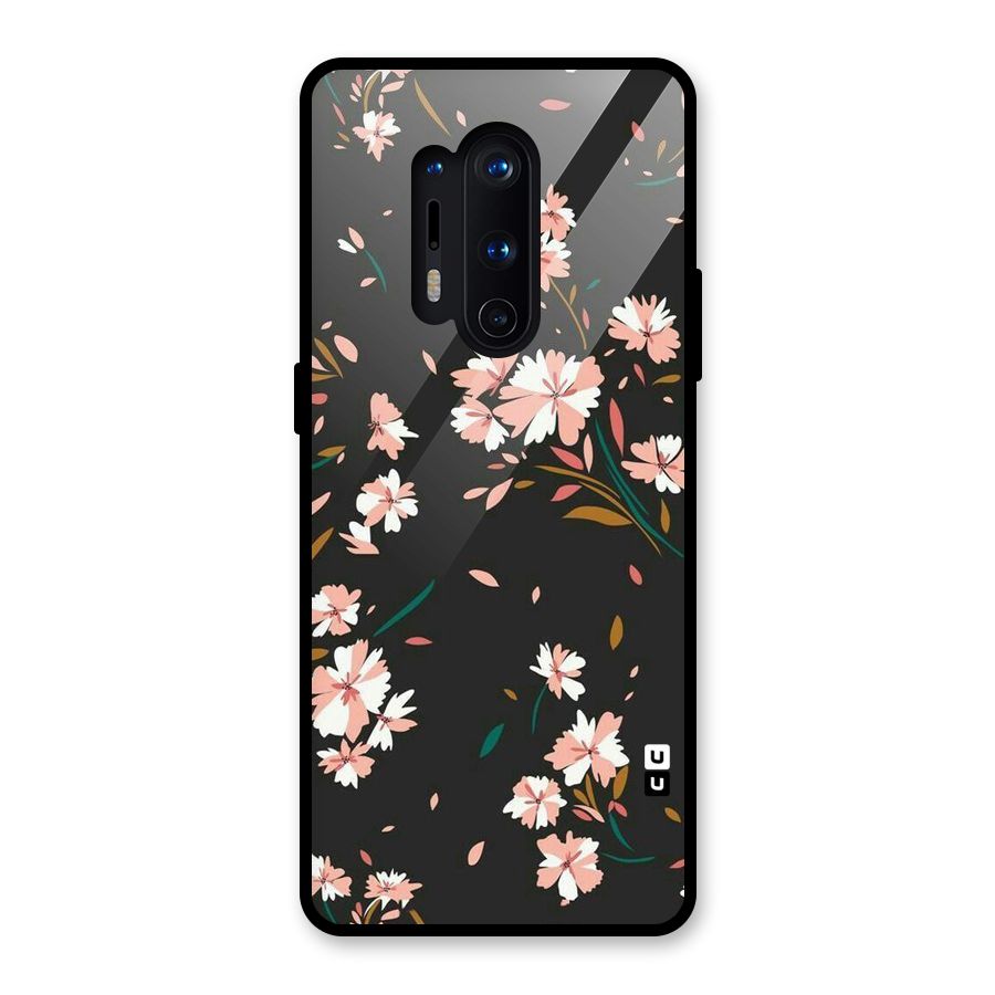 Floral Petals Peach Glass Back Case for OnePlus 8 Pro