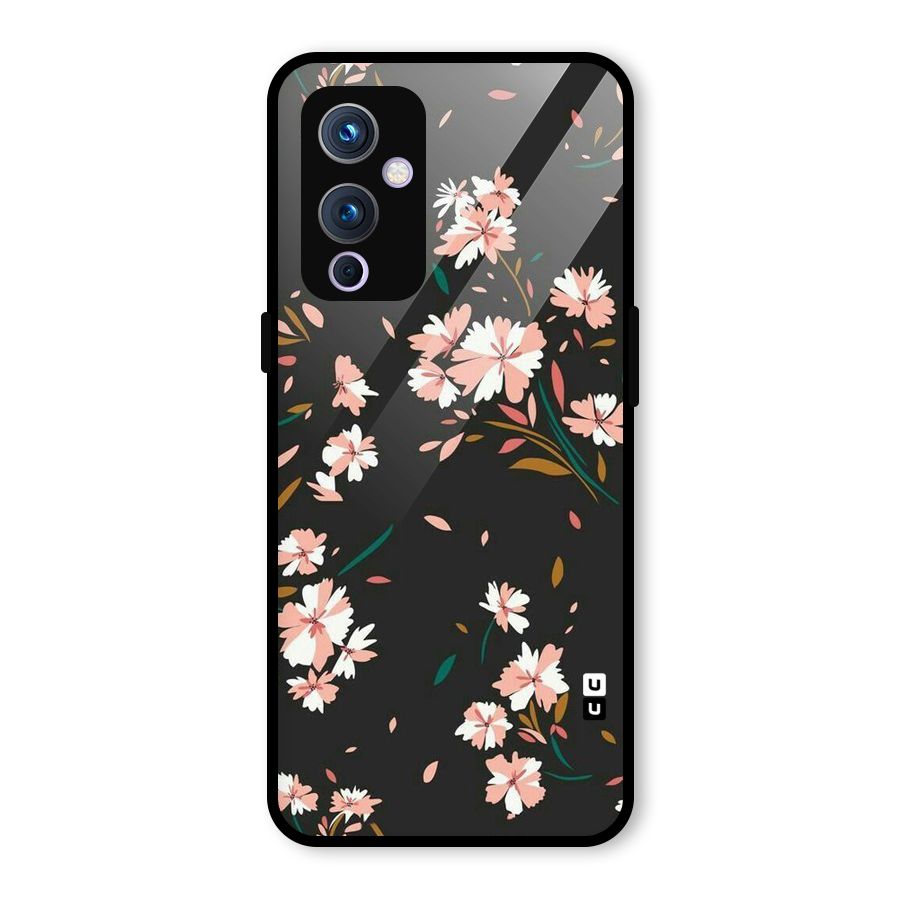 Floral Petals Peach Glass Back Case for OnePlus 9