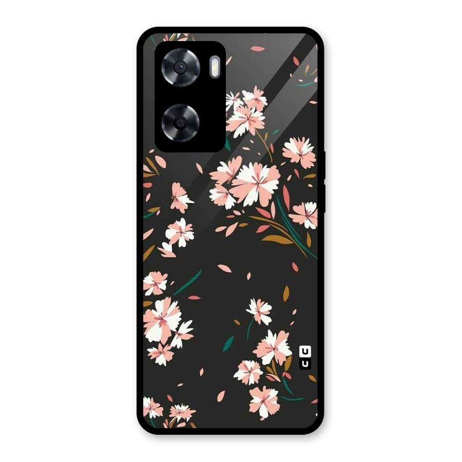 Floral Petals Peach Glass Back Case for Oppo A57 2022