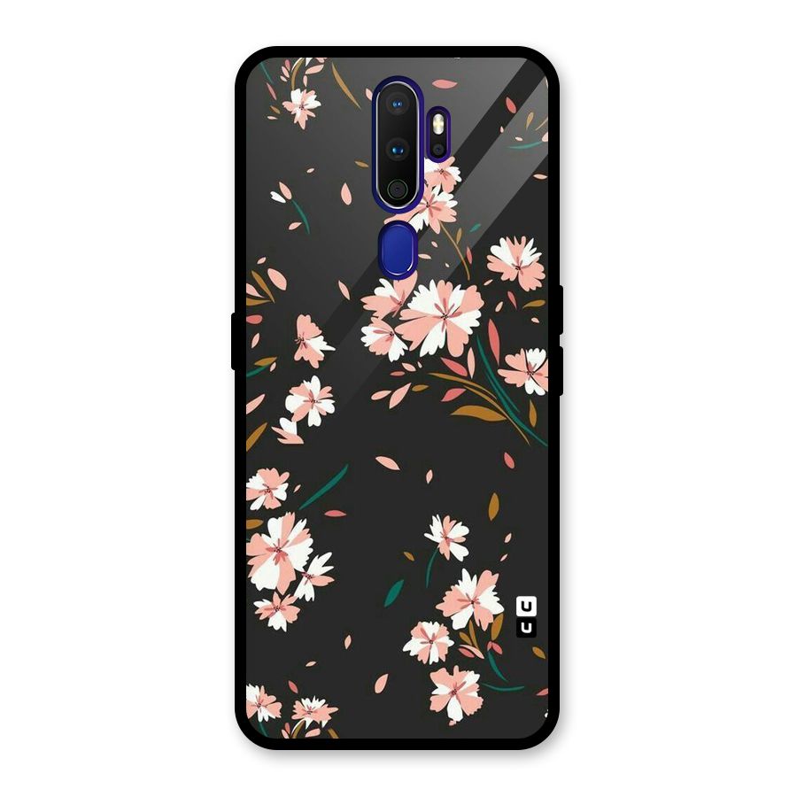 Floral Petals Peach Glass Back Case for Oppo A9 (2020)