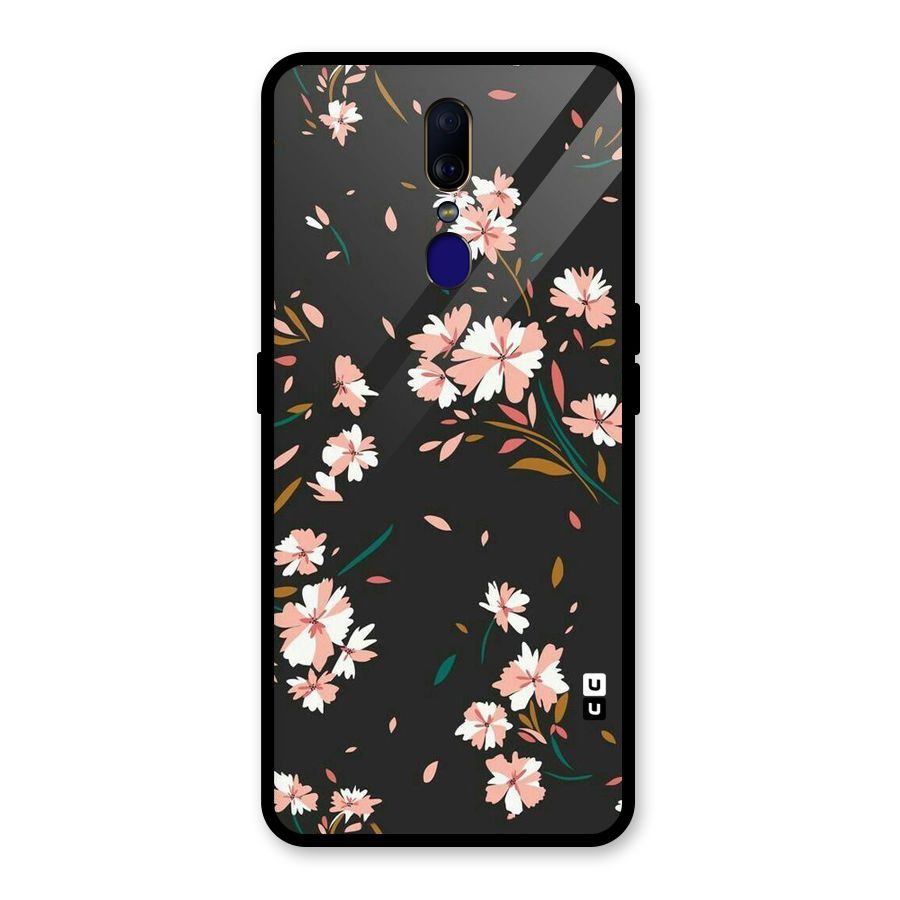Floral Petals Peach Glass Back Case for Oppo F11