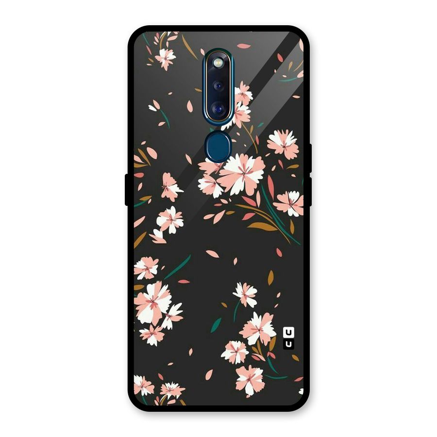 Floral Petals Peach Glass Back Case for Oppo F11 Pro