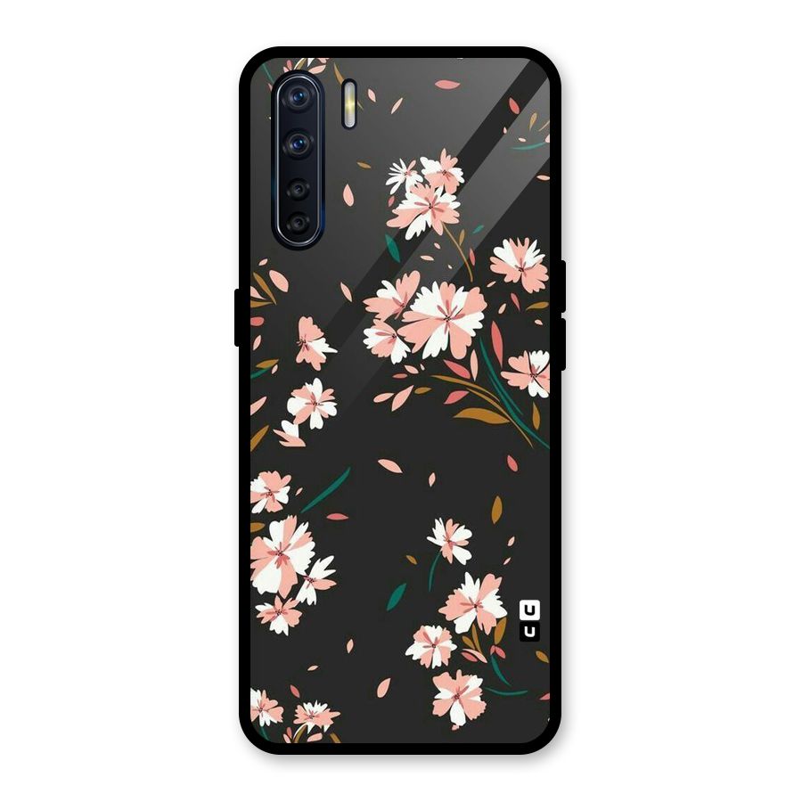 Floral Petals Peach Glass Back Case for Oppo F15