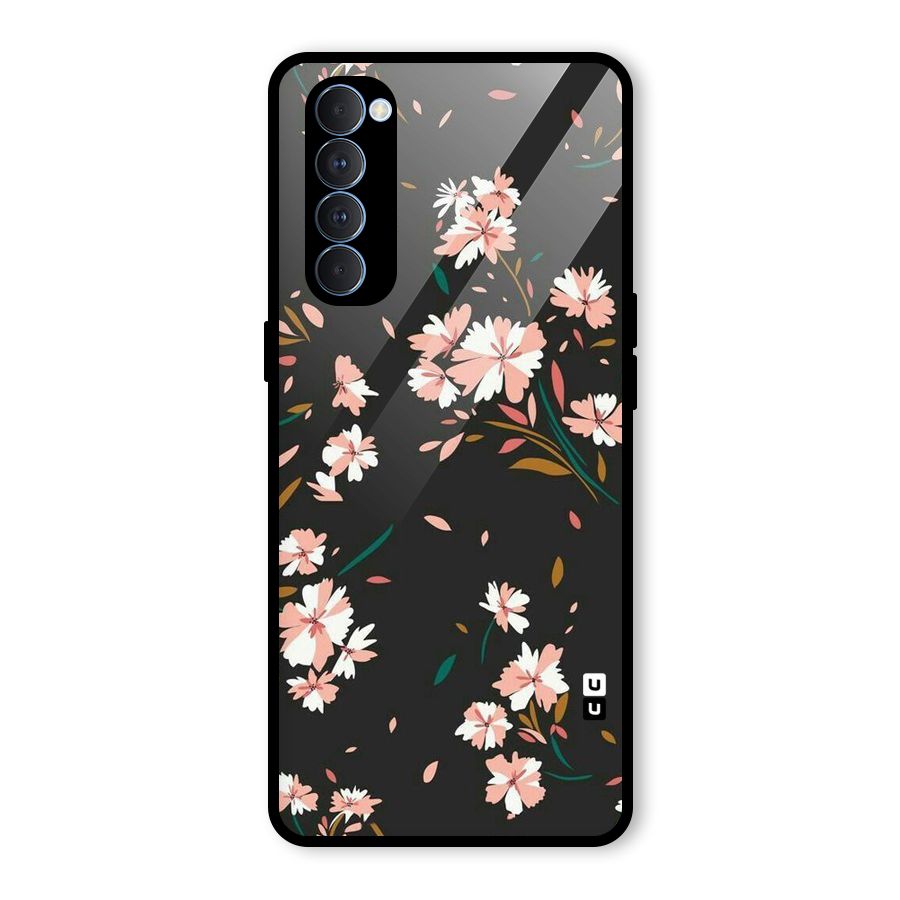 Floral Petals Peach Glass Back Case for Oppo Reno4 Pro