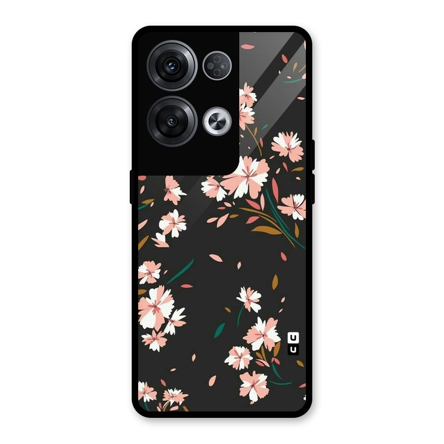 Floral Petals Peach Glass Back Case for Oppo Reno8 Pro 5G