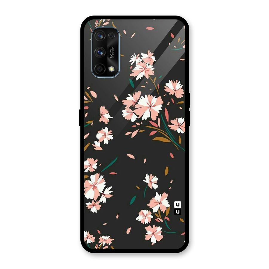 Floral Petals Peach Glass Back Case for Realme 7 Pro