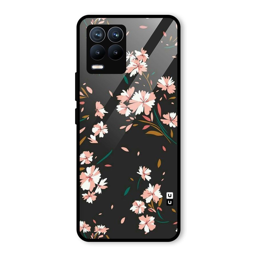 Floral Petals Peach Glass Back Case for Realme 8 Pro
