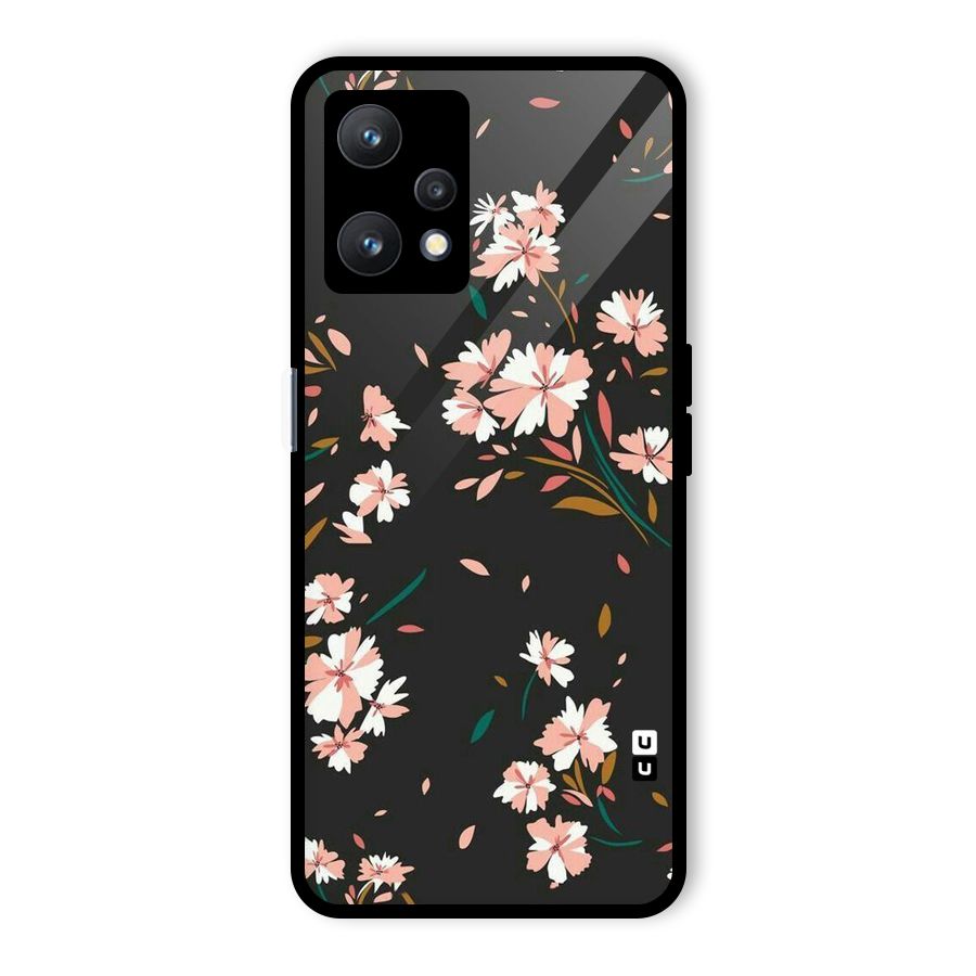 Floral Petals Peach Glass Back Case for Realme 9 Pro 5G