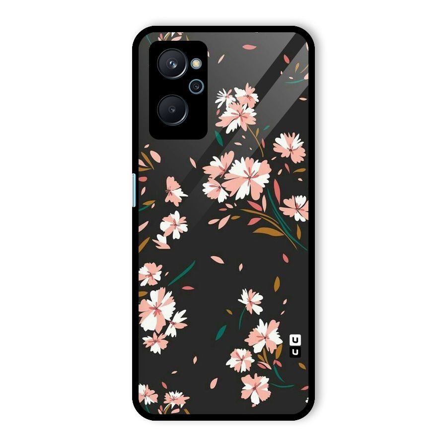 Floral Petals Peach Glass Back Case for Realme 9i